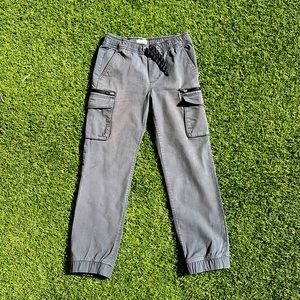 Boys Gray Drawstring Cargo Joggers